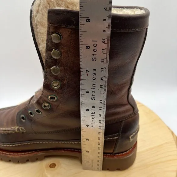 Eastland Baxter 1955 Field Boots Mens 8 Leather Moc Toe Lined Vibram Mid Calf