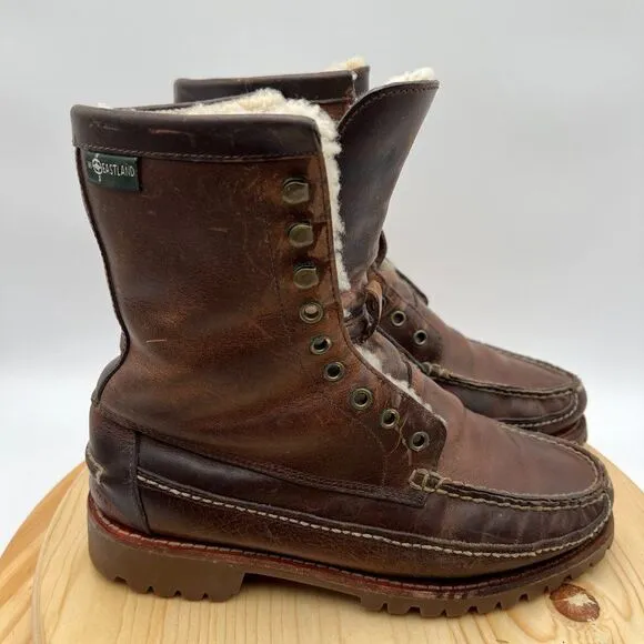 Eastland Baxter 1955 Field Boots Mens 8 Leather Moc Toe Lined Vibram Mid Calf