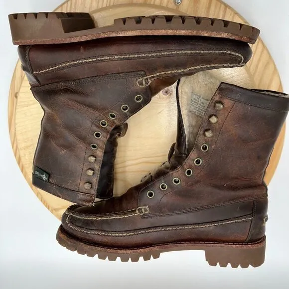 Eastland Baxter 1955 Field Boots Mens 8 Leather Moc Toe Lined Vibram Mid Calf
