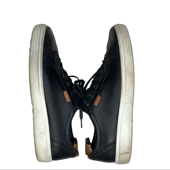 Ecco Black Leather Lace-Up Sneakers Sz 10