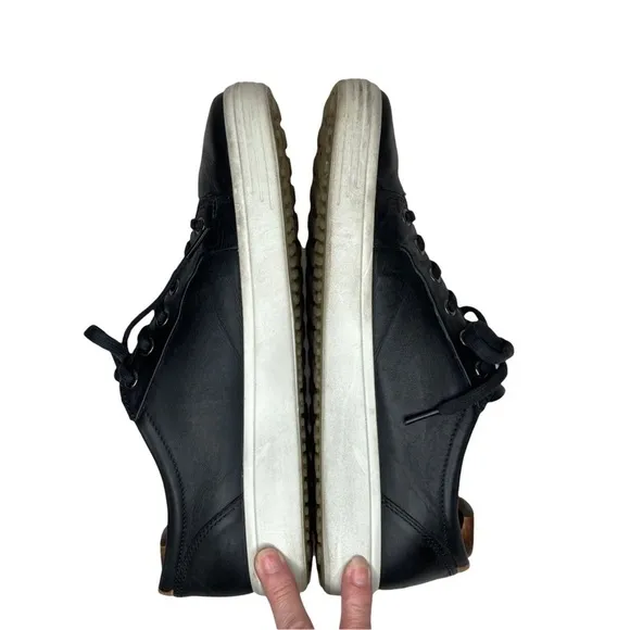 Ecco Black Leather Lace-Up Sneakers Sz 10