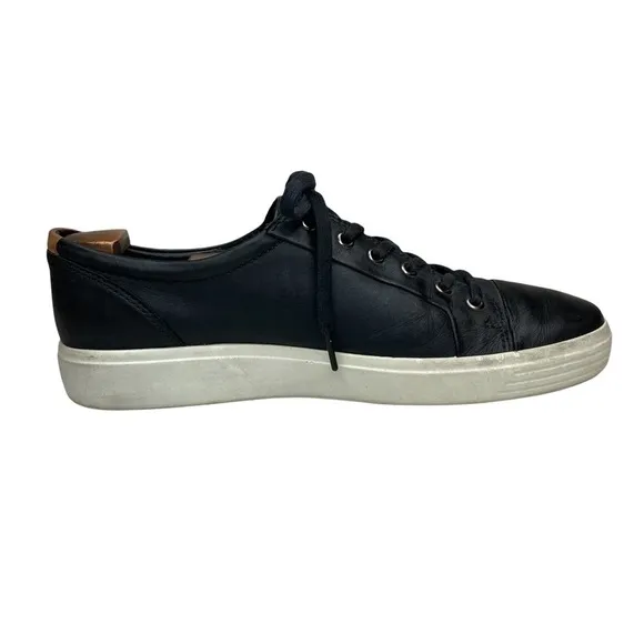 Ecco Black Leather Lace-Up Sneakers Sz 10
