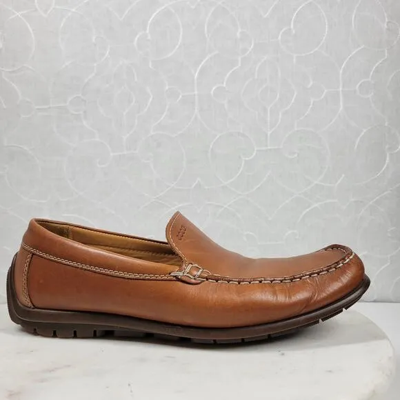 Ecco Classic Moc 2 Driving Loafer Mens 43 Tanned Brown Leather Moccasin Shoes