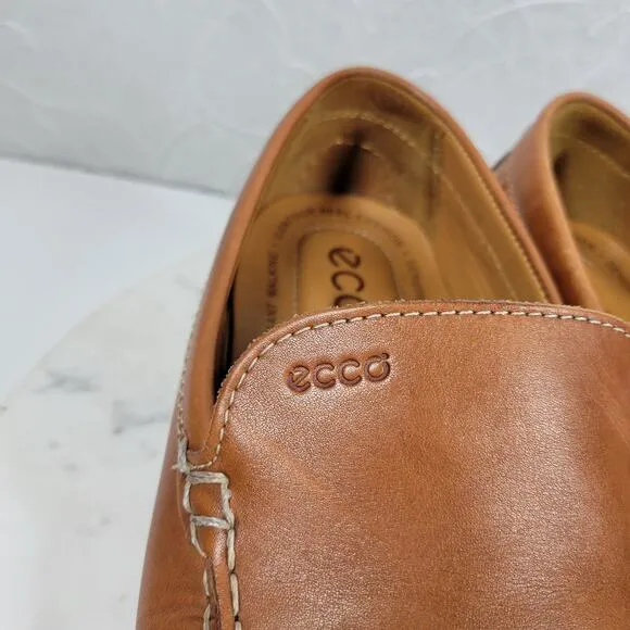 Ecco Classic Moc 2 Driving Loafer Mens 43 Tanned Brown Leather Moccasin Shoes