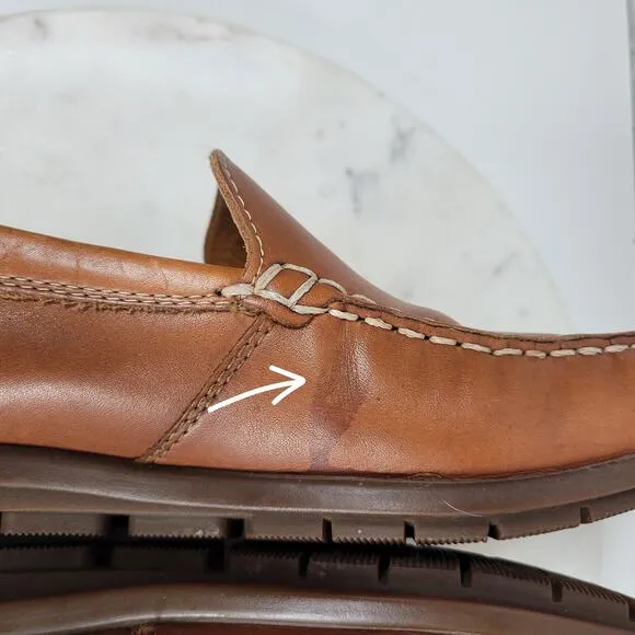 Ecco Classic Moc 2 Driving Loafer Mens 43 Tanned Brown Leather Moccasin Shoes