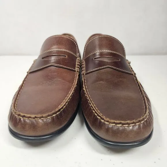 ECCO Driving Moccasin Penny Loafers Brown Leather Men's EU 47 / US 13-13.5