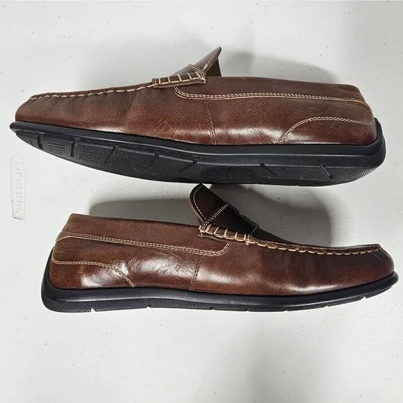 ECCO Driving Moccasin Penny Loafers Brown Leather Men's EU 47 / US 13-13.5