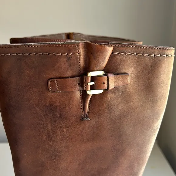 ECCO Hobart Harness Equestrian Brown Leather Mid Calf Boots Sz 39(US 8-8…