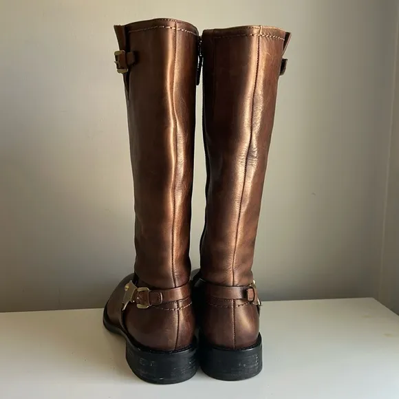 ECCO Hobart Harness Equestrian Brown Leather Mid Calf Boots Sz 39(US 8-8…