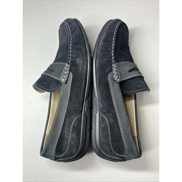 Ecco Moccasins Driving Loafers Mens 10 US 44 EU Suede Navy Mocs Slip On Shoes