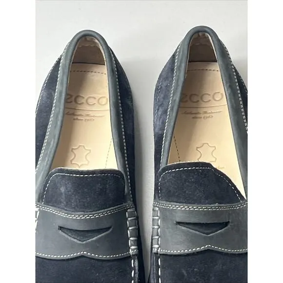 Ecco Moccasins Driving Loafers Mens 10 US 44 EU Suede Navy Mocs Slip On Shoes