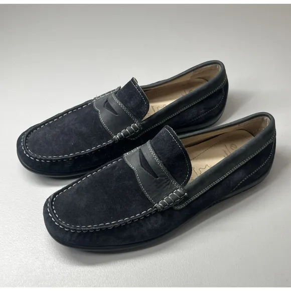 Ecco Moccasins Driving Loafers Mens 10 US 44 EU Suede Navy Mocs Slip On Shoes