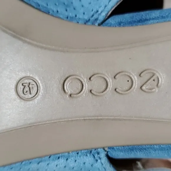 ECCO SHAPE 35 BLOCK SLINGBACK HEELED SANDALS LIGHT BLUE OPEN TOE