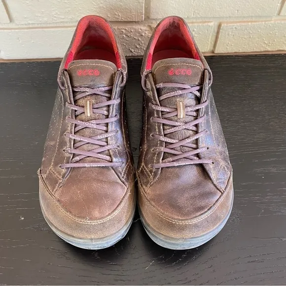 Ecco Shoes Biom Grip Sneakers Brown Leather Hiking Walking Golf Size 45 US 11