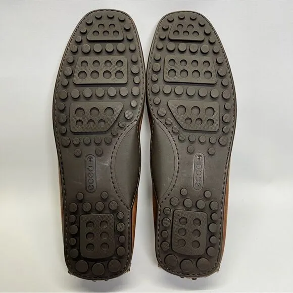 ECCO Mens Leather Brown Pebbled Moc Driving Penny Loafers EU 44/US 10-10.5