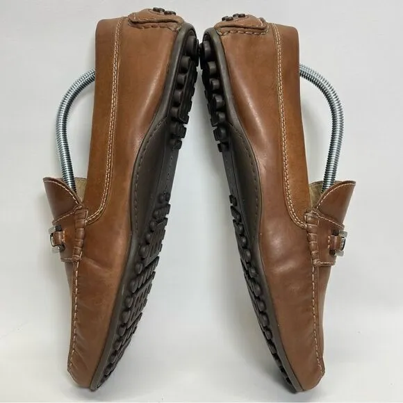 ECCO Mens Leather Brown Pebbled Moc Driving Penny Loafers EU 44/US 10-10.5