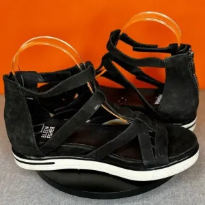 Eileen Fischer  Sola Tumbled Nubuck Leather Gladiator Back Zip Sandals Size 6