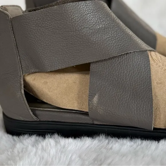 EILEEN FISHER 11 Carver Tumbled Leather Crisscross Strap Sneaker Sandals • Storm