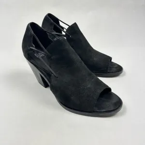 Eileen Fisher‎ Black Alfie Cutout Leather Heeled Open Toe Sandals Womens Sz 9