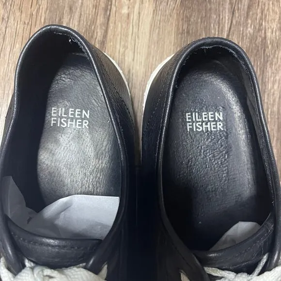 EILEEN FISHER BLACK LEATHER NOD  SNEAKERS SIZE 9.5