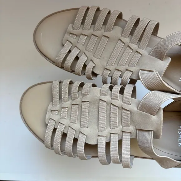 Eileen Fisher Gladiator Sandals Size 8 Tan Leather Flats Sz 7.5