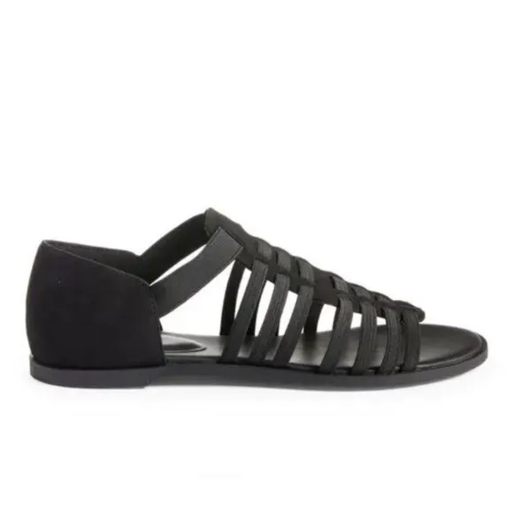 Eileen Fisher Rato Womens Casual Elastic Gladiator Sandals in Black Size 6.5