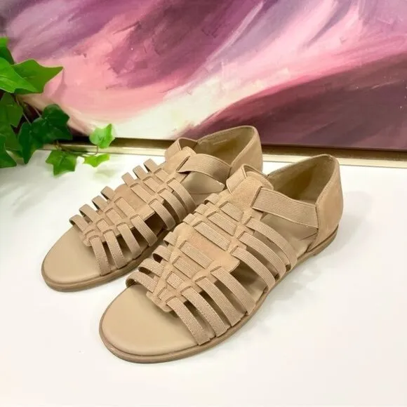 Eileen Fisher Rato Womens Casual Elastic Gladiator Sandals in Khaki Size 6.5
