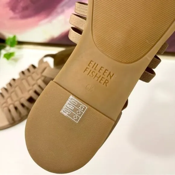 Eileen Fisher Rato Womens Casual Elastic Gladiator Sandals in Khaki Size 6.5