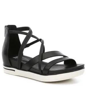 Eileen Fisher Skip Strappy Platform Back Zip Black Sandals Size 7
