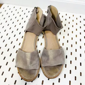 Eileen Fisher Two Piece Ankle Mesh Strap Suede Open Toe Flat Sandals - SIZE 10