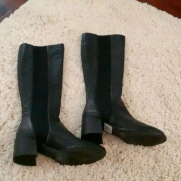Eileen Fisher Vero Cudio Destry leather &amp; recycled  stretch knit boot size 5 NWT