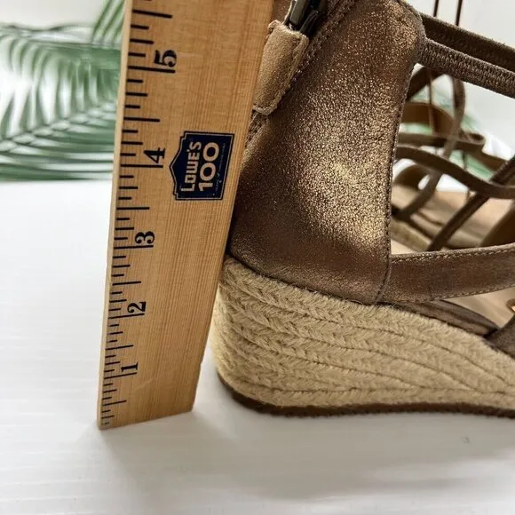 Eileen Fisher Wanda Metallic Nude Strappy Espadrille Wedge Sandal Size 9.5 NWOB