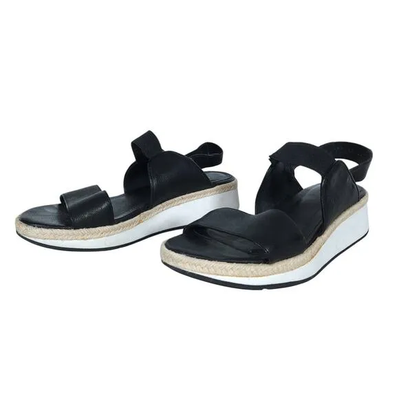 Eileen Fisher Womens Sandals 10 Platform Espadrille Black Comfort Casual Shoe