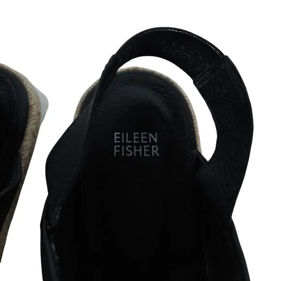Eileen Fisher Womens Sandals 10 Platform Espadrille Black Comfort Casual Shoe
