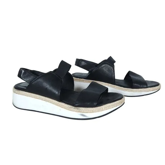 Eileen Fisher Womens Sandals 10 Platform Espadrille Black Comfort Casual Shoe