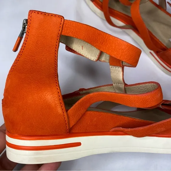 Eileen Fisher Women's Sola Tumbled Nubuck Leather Red Zip Sandals