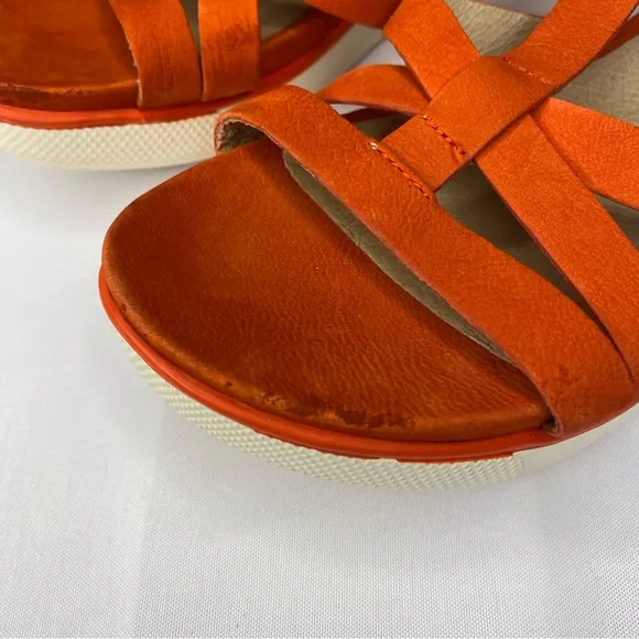 Eileen Fisher Women's Sola Tumbled Nubuck Leather Red Zip Sandals