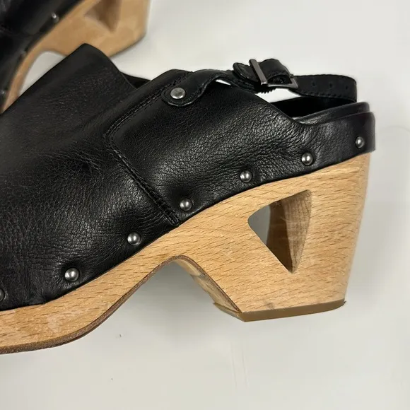 Eileen Fisher Wooden Open-toe Clog Platform Sandals 8