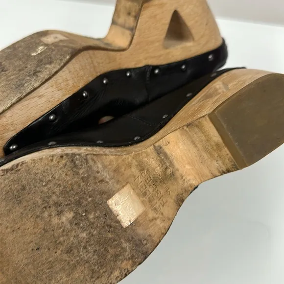 Eileen Fisher Wooden Open-toe Clog Platform Sandals 8