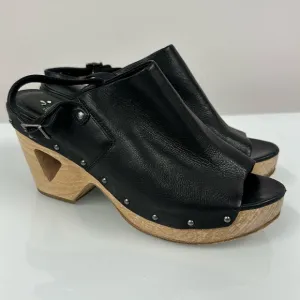 Eileen Fisher Wooden Open-toe Clog Platform Sandals 8
