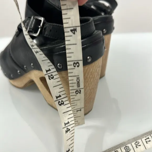 Eileen Fisher Wooden Open-toe Clog Platform Sandals 8