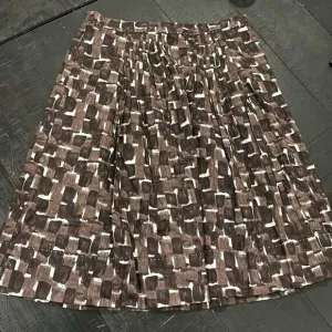 ELIE TAHARI ALIZA Briar Brown Black Cotton Pleated Skirt 8 MIDI Classy‌‌‌‌‌‌