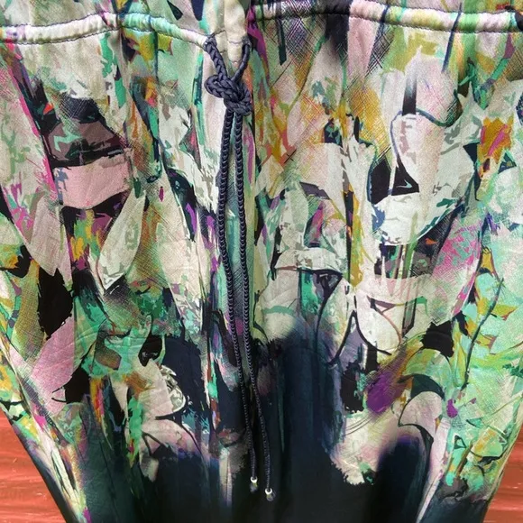Elie Tahari Silk Blend Floral Ombré Drawstring Tie Waist Dress Women's Size 10