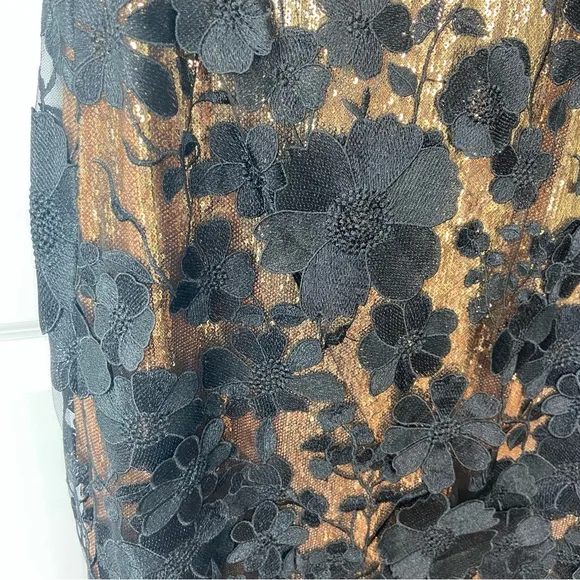 Eliza J Sequined  Floral Applique Sheath Cocktail Dress, Black Lac, NWOT, size 6