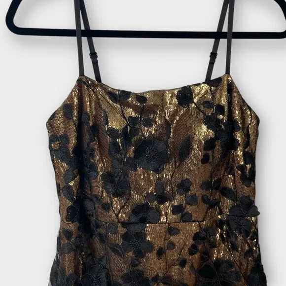 Eliza J Sequined  Floral Applique Sheath Cocktail Dress, Black Lac, NWOT, size 6
