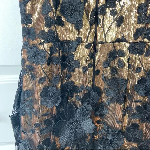 Eliza J Sequined  Floral Applique Sheath Cocktail Dress, Black Lac, NWOT, size 6