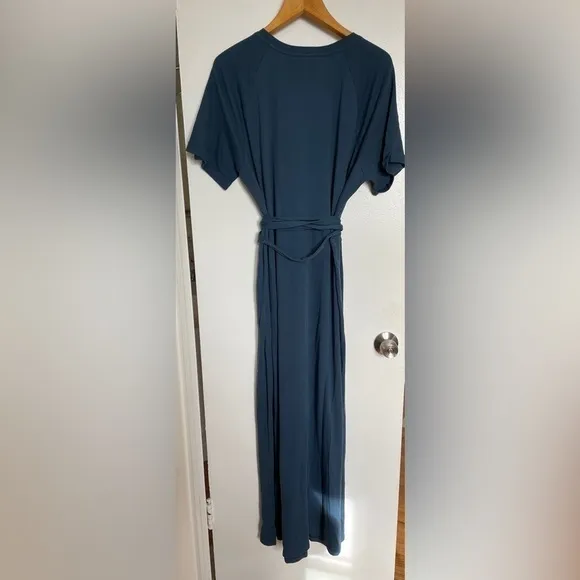 Elizabeth &amp; James Welles Blue Pigment-Dyed Belted Maxi Tee Dress Cotton Jersey L