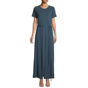 Elizabeth &amp; James Welles Blue Pigment-Dyed Belted Maxi Tee Dress Cotton Jersey L