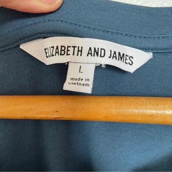 Elizabeth &amp; James Welles Blue Pigment-Dyed Belted Maxi Tee Dress Cotton Jersey L