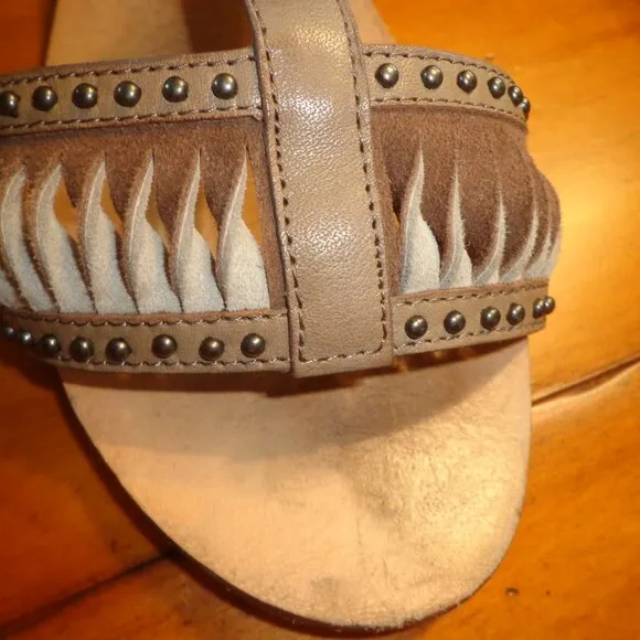 Ella Moss HENNA Leather Sandals 6M Clay Suede Zip Tassels